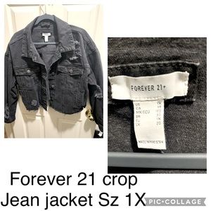 Forever 21 cropped distressed jean jacket Sz1X